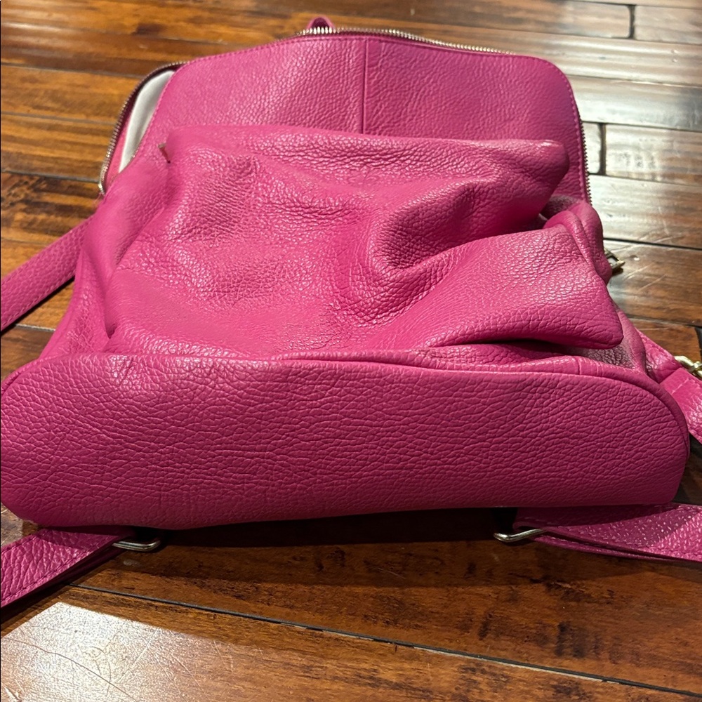 Hot Pink Italian Leather Backpack from Florence - Picture 8 of 9